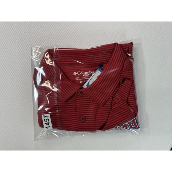 Columbia Golf LMU Polo Shirt Red Stripe Men’s 2XL NWT Performance - Picture 7 of 7